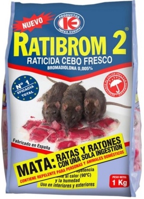 Raticida Ratibrom 2 Cebo Fresco Bolsa 1 kg Raticida Ratibrom 2 Cebo Fresco Bolsa 1 kg