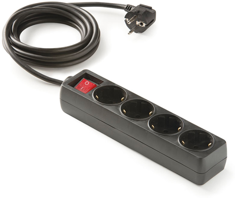 Base Multiple Regleta con Interruptor 4 Tomas 3 m Negro