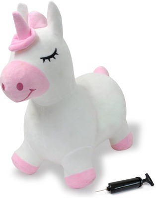 Correpasillos Unicornio Saltarin Peluche con Bomba