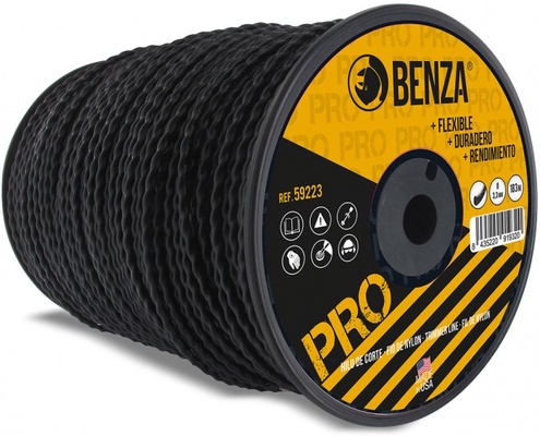 Hilo Desbrozadora Profesional Benza Nylon Trenzado 4mmx124m Negro Hilo Desbrozadora Profesional Benza Nylon Trenzado 4mmx124m Negro