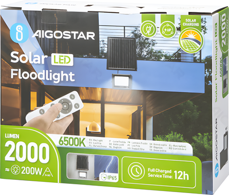 Foco LED con Panel Solar 200w 6500k