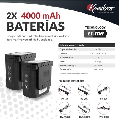 Tijera de Poda con Pertiga Kamikaze KV155: 155cm, Corte �38mm + 2 Bater�as Litio