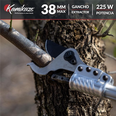 Tijera de Poda El�ctrica Kamikaze KV215: P�rtiga 215cm, Corte �40mm + 2 Bater�as Litio