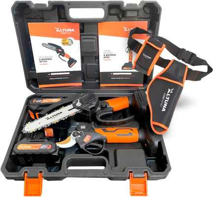 Altuna Kit de Poda a Bateria de Titanio - Motosierra a Bateria + Tijeras de Podar Electricas + Maletin Funda