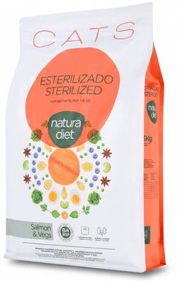 Pienso Gatos Natura Diet Cats Sterilized Salmon & Vegs 1,5kg
