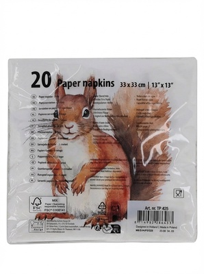 Servilletas Papel Ardilla 33x33cm  20 uds