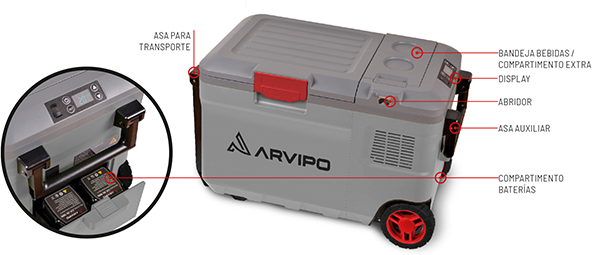Nevera Camper ARVIPO FR37 28L con 2 Bater�as | Enfr�a, Congela y Calienta